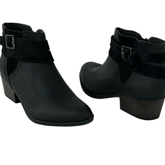 Clarks Adreena Show Black Leather Side Zip Buckle Comfort Ankle Bootie Women 6 - Picture 5 of 13